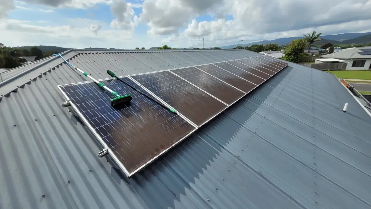 Solar panels before cleaning — covered in dust and grime